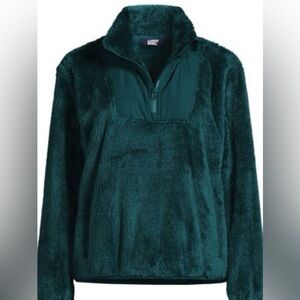 Land’s End Half-Zip Cozy Sherpa Fleece Pullover in Evening Teal